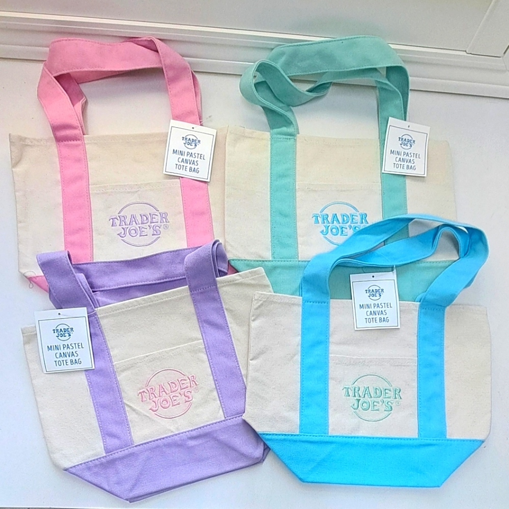 Trader Joe's MINI PastelTote Bags Set BUNDLE OF 4s